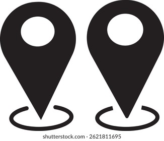 Conjunto de ícones de localização de pin do mapa. Fixar símbolo de ícone de local. Ilustração do ícone de pin do mapa
