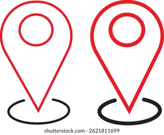 Satz von Symbolen für die Position von Kartenpins. Symbol für Pin-Position. Abbildung des Kartenpinsymbols
