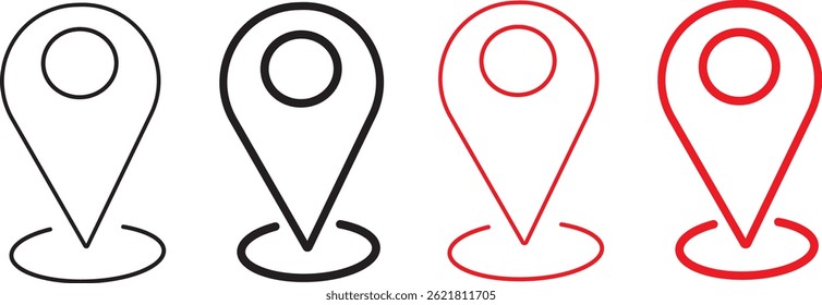 Conjunto de iconos de ubicación de pin de mapa. Símbolo de icono de ubicación de anclaje. Ilustración de icono de pin de mapa
