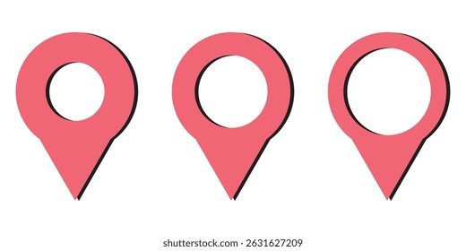 Set of map pin location icons. Modern map markers .Vector illustration on a white background.