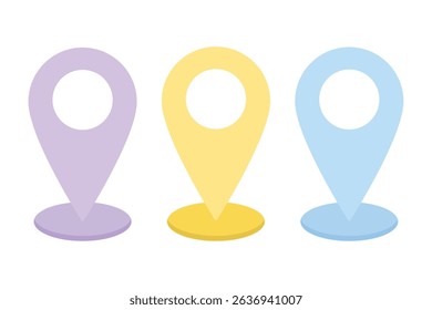 Set of map pin location icons with pastel color. Map pin place marker. Location icon. GPS location symbol collection. Suitable for clip art, stickers, flat design illustration, etc