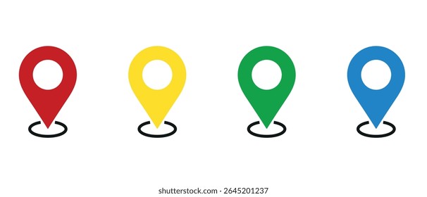 Set of map pin location icons. Modern map markers .Vector illustration on a white background.