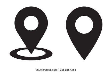 Set of map pin location icons isolated on transparent background. modern flat black map markers illustration. Vector illustration eps file.
