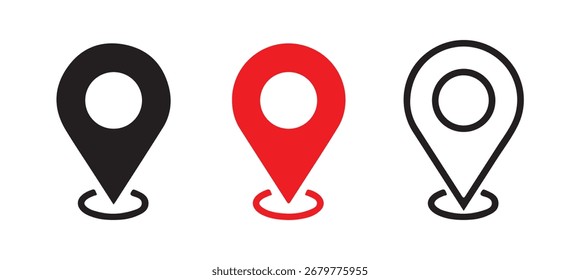Set of map pin location icons. Modern map markers .Vector illustration