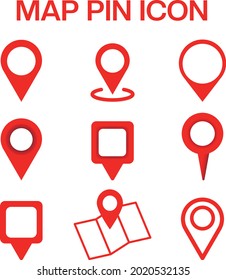 set of map pin.  Location sign. Map marker pointer icon set. Modern map markers. Location icon. Flat style.