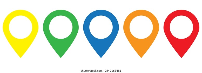 Set of map pin location signs, place pin marker, location icon, map pointer icon set collection