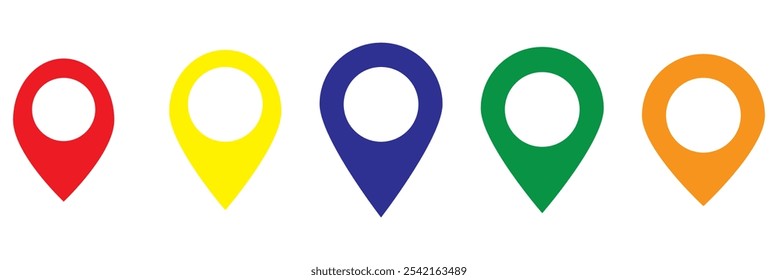 Set of map pin location signs, place pin marker, location icon, map pointer icon set collection