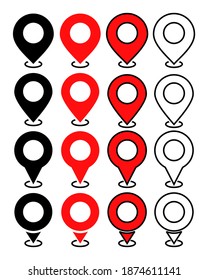 Set of map pin. Pinpoint icon. Illustration vector