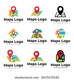 Set of Map Pin Point Icon Logo Design Element isolated on white background