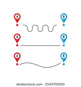 Set Of Map Pin And Road Route Vector Design.