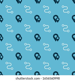 Set Map pin and Route location on seamless pattern. Vector