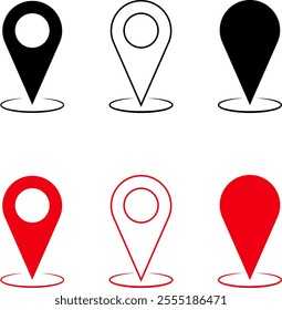 Set of map pin symbol. GPS icon. Set of navigation icons. Gps symbol.