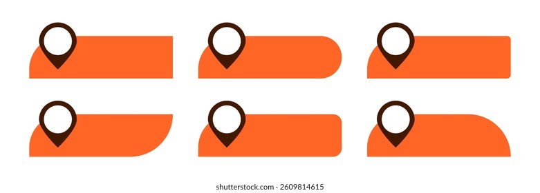 Set of map pin text tag icons. Pointer icon pin with space for text vector collection
