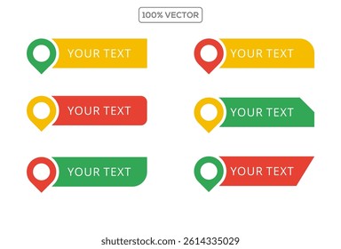 Set of map pin text tag icons. Pointer icon pin with space for text vector template illustration icon