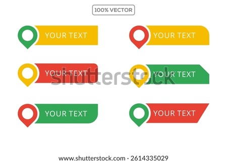 Set of map pin text tag icons. Pointer icon pin with space for text vector template illustration icon