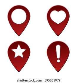 Set of map pins on a white background, Vector illustration