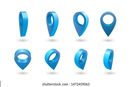 Set Map Pointer 3d Pin Location Symbols Vector