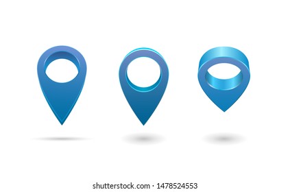 Set Map pointer 3d pin location symbols vector