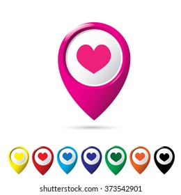 set map pointer with heart icon