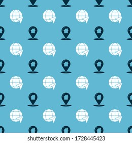 Set Map pointer with house and Location on the globe on seamless pattern. Vector