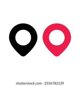 Set of map pointer icon. red and black location pin symbol. pin pointer. map marker sign. location map icon. gps position symbol