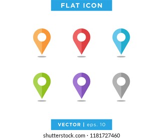 Set of Map Pointer Icon Vector Design Template. Colorful Location Pin.