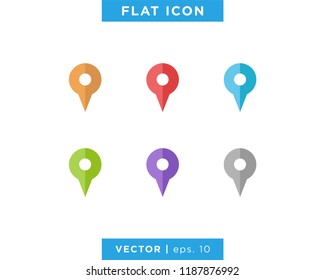 Set of Map Pointer Icon Vector Design Template. Colorful Location Pin.