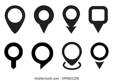 Set of map pointer icons. Location symbols. Location mark icons, vector.