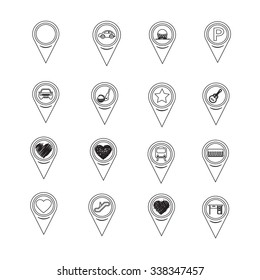 Set of Map Pointer icons for website and communication