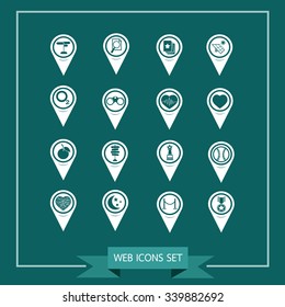 Set of Map Pointer icons for website and communication