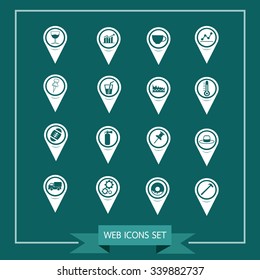 Set of Map Pointer icons for website and communication