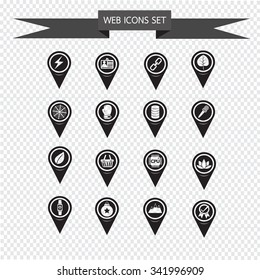 Set of Map Pointer icons for website and communication