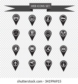 Set of Map Pointer icons for website and communication