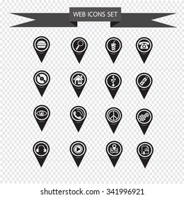 Set of Map Pointer icons for website and communication