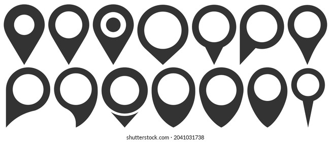 Set of Map pointer. Location symbols. Web location point icon, pointer arrow mark. Vector illustration. Eps 10.