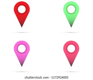 Set of map pointer, map pin, map icon - arrow pin, compass GPS location