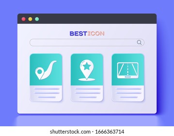 Set Map pointer with star, Route location and Infographic of city map navigation icon. Vector
