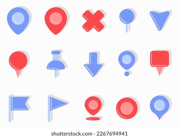 Set of map pointers design elements in a flat design