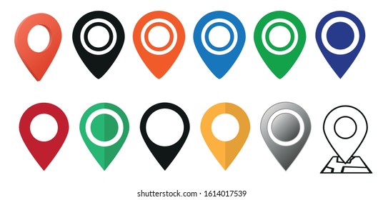Set of map pointers in a flat design. Vector illustration