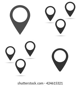Set map pointers icons, flat location symbol design, vector illustration