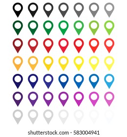 Set of map pointers isolated on white background. Vector illustration.