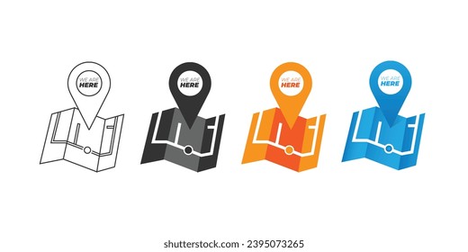 Set of Map pointers, Location GPS pin symbol collection illustration, Stock vector Eps.