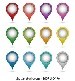 Set of map pointers. Pin icon. Vector