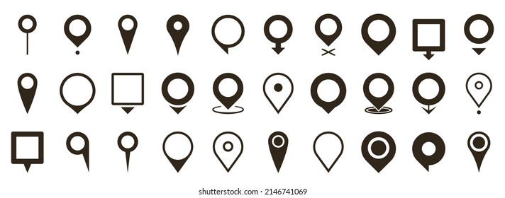 Set of map pointers vector icon