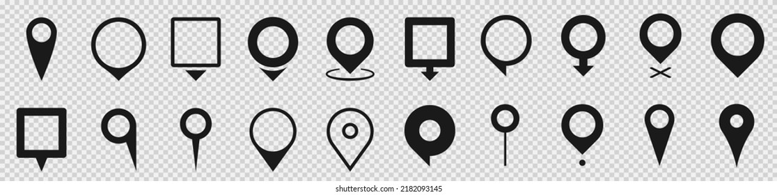 Set of map pointers vector icon