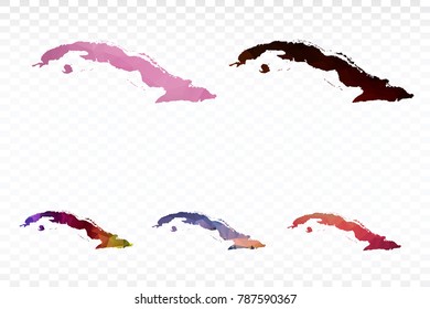 Set map polygonal-Cuba map. Multicolored country map in geometric triangle style for your infographics. Vector illustration eps 10.