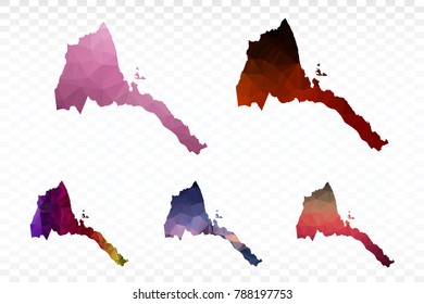 Set map polygonal-Eritrea map. Multicolored country map in geometric triangle style for your infographics. Vector illustration eps 10.