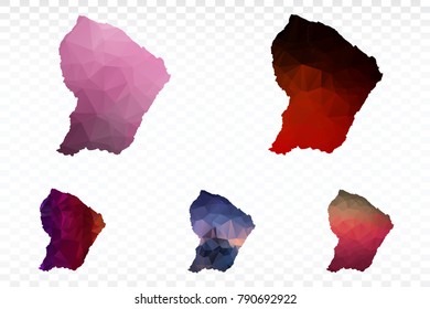 Set map polygonal-French Guiana map. Multicolored country map in geometric triangle style for your infographics. Vector illustration eps 10.