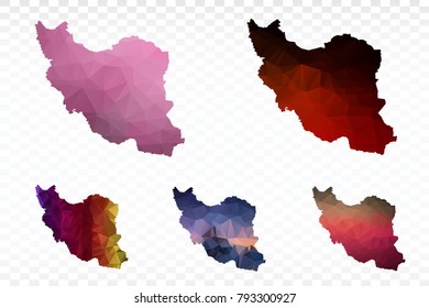 Set map polygonal-Iran map. Multicolored country map in geometric triangle style for your infographics. Vector illustration eps 10.