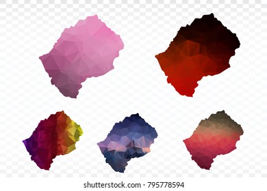Set map polygonal-Tesotho map. Multicolored country map in geometric triangle style for your infographics. Vector illustration eps 10.